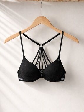 Black Lace Strappy Push Up Bra | Push Up Style Pigeonnat | 32B
